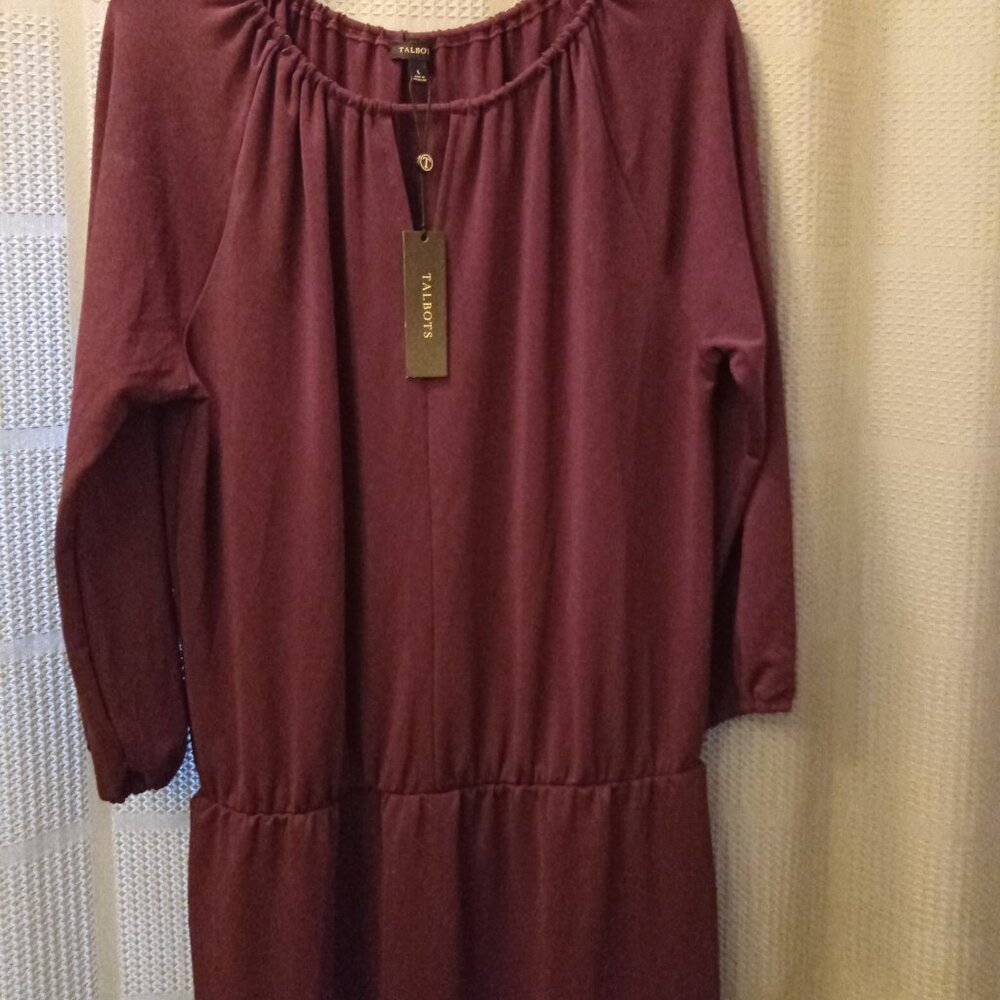Talbot's Cranberry Dress L 3/4 Sleeve - Picture 6 of 7